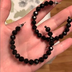 Black Pearl Hoop Earrings 🖤